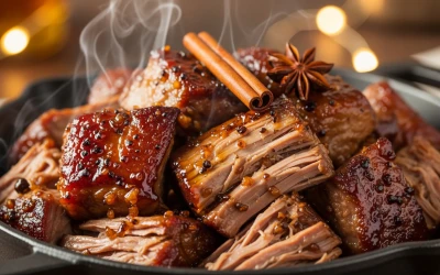 Cochon confit à la bière, sirop d’érable et épices